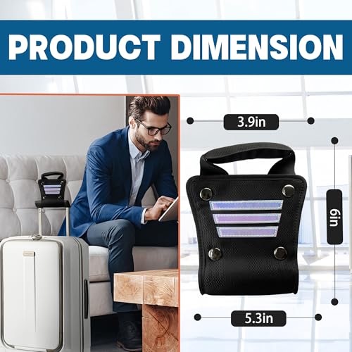 Image of Luggage Handle Extender, 6 Inch, Black, Nylon, Ideal for Tall Travelers, Secure Clasps, Reflective Strips