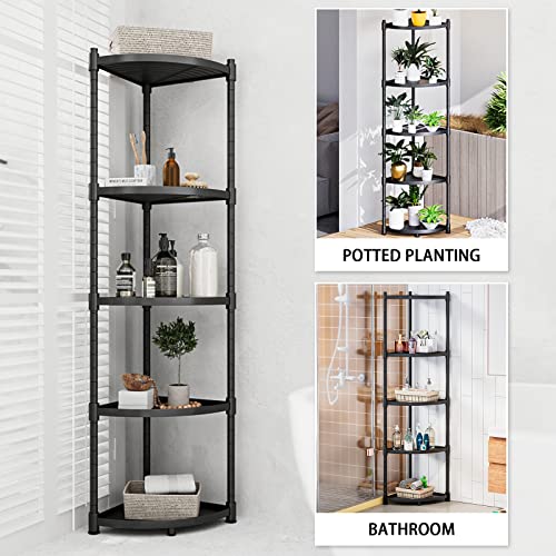 Jeroal 5-Tier Corner Shelf, Metal Storage Display Shelving Unit, Heavy Duty Height Adjustable Steel Organizer Pot Shelf Rack For Living Room, Kitchen, Home, Office, Garage, Bathroom, Laundry #TOP4