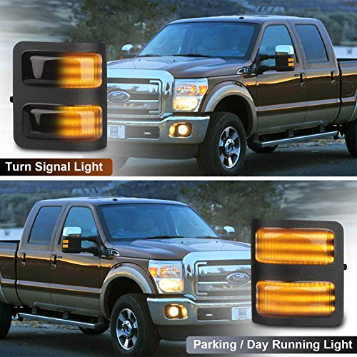 MbuyDIY Sequential 3 Row LED Side Mirror Marker Lights Smoke Lens Replacement Compatible with 2008-2016 F250 F350 F450 Super Duty Amber Turn Signal, Pack of 2 - Thumbnail 2