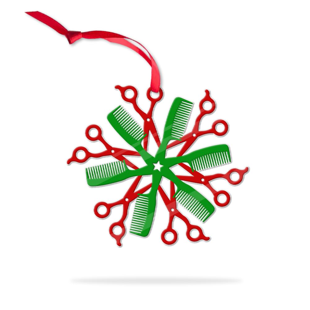 Décoration Noël acrylique coiffeur flocon ciseaux pour sapin