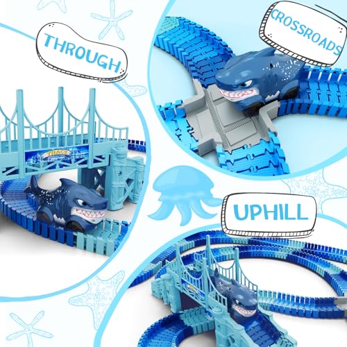 image for Toyk Track Race Car Toys for Kids, Create A Ocean World Race Road, Fle