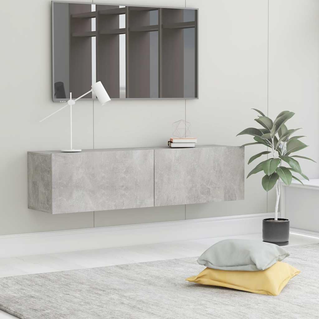 vidaXL TV Schrank mit 2 Klapptüren TV Möbel Hängeboard Lowboard Fernsehschrank Fernsehtisch Sideboard HiFi Betongrau 120x30x30cm Holzwerkstoff