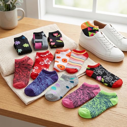 Image of Tipi Toe Women's 20 Pack Colorful Low Cut Socks - Lightweight, Breathable Design for All-Day Comfort Sizes 9-11 /10-13