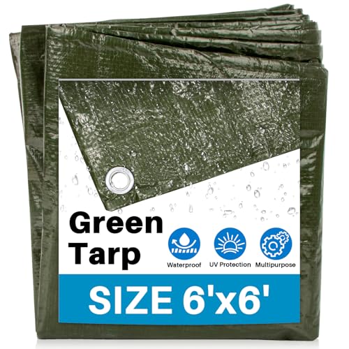 MAQIHAN Waterproof Camping Tarp 6 x 6 FT Heavy Duty All Weather Cover