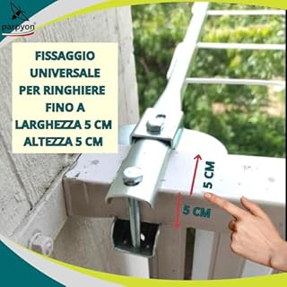 parpyon® Bracci Stendibiancheria da balcone esterno, Stendibiancheria da parete o ringhiera in ferro per filo per stendere il bucato prodotto 100% Italiano (Fisso c/piastra, Acciaio Zincato)