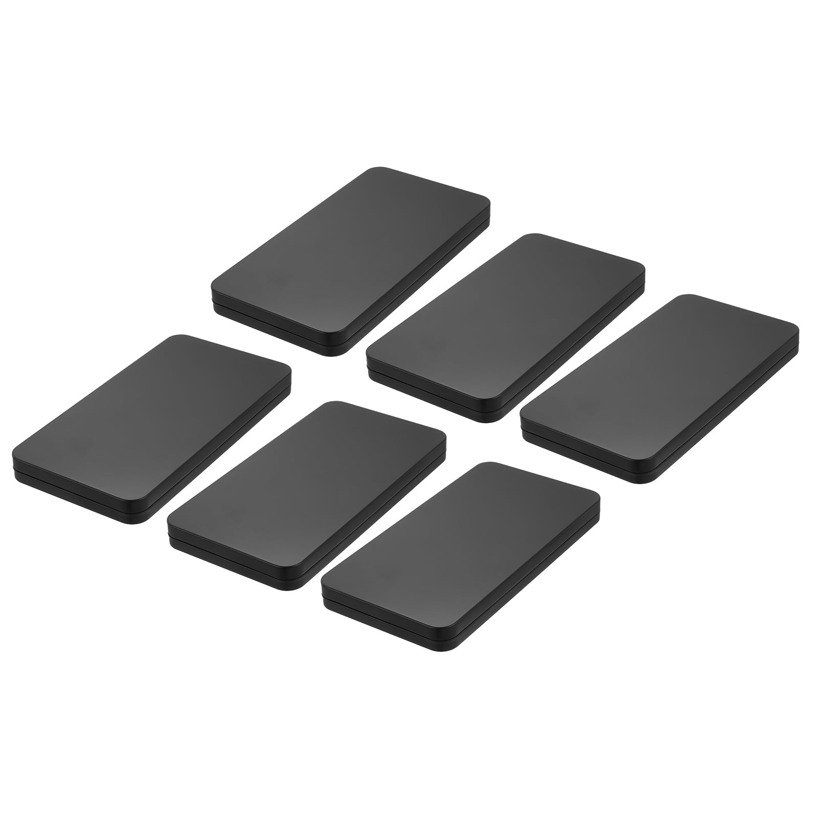 Boîtes rectangulaires en métal lot de 6 boîtes noires 17x8,9x1,5 cm pour rangement maison