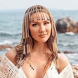 Catery Head Chian Cap Headpiece Long Tassels Hair Chain Egyptian Headpiece Headband Vintage Roaring 20s Head Chain Party Hair Accessories for Women and Girls