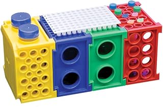 4 Way Revolving Test Tube Rack (4 Per Unit) - Laboratory Grade Polypropylene Flipper Test Tube Holder â€“ Assorted Lab Vial Holder for Multiple Sizes - Essential Lab Equipment and Supplies