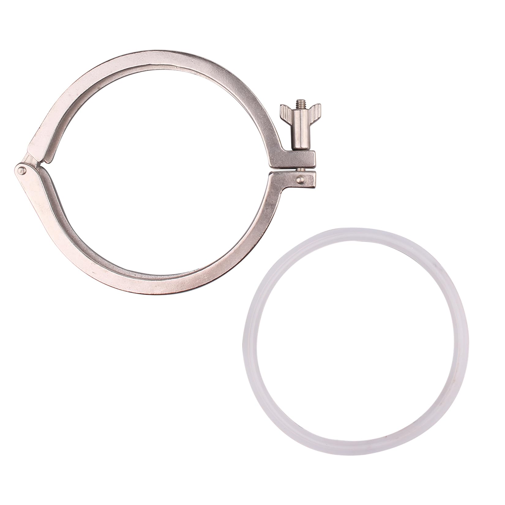 DERNORD Single Pin Heavy Duty Tri Clamp Stainless Steel 304 with Wing Nut for Ferrule TC with 1PC Silicone Gasket (6inch Tri Clamp+Silicone Gasket)