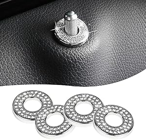 Sodcay 4 Pack Bling Car Inner Door Lock Covers, Rhinestones Pull Rod Bolt Decoration Stickers, Auto Universal Sparkly Door Bolt Cap, Compatible with Mercedes-Benz A/B/C/D/E Class (White)