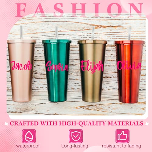 Image of Humyoun 6 Sheets UV Dtf Cup Wrap Name Stickers for Water Bottles Waterproof Vinyl Decals Personalized Custom Lettering Gift Stickers for Cups Love 14-40oz Tumbler Mugs DIY Craft (Rose Red)