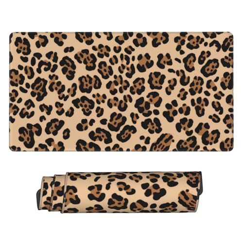 Tapis de souris de jeu XL imprimé léopard 75 x 40,6 cm – Tapis de clavier en caoutchouc, tapis de souris d'ordinateur, tapis de bureau