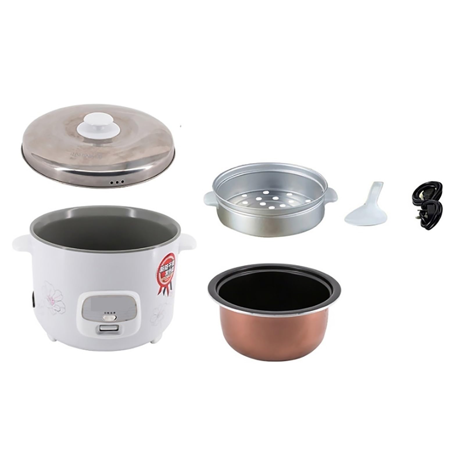 Cuociriso con vaporiera (4/5/6L) Pentola Interna Antiaderente Cottura Automatica Funzione di Mantenimento in Caldo - Prepara Riso e Verdure al Vapore, cibi sani e Verdure 220-240V
