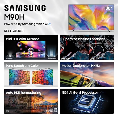 Image of Samsung 100-Inch Class Mini LED M90H Series Samsung Vision AI Smart TV (2026 Model, 100M90H) Mini LED with AI Mode, Supersize Picture Enhancer, Motion Xcelerator 144Hz, Alexa Built-in