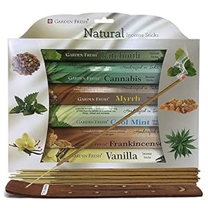 Natural Incense Sticks Variety Pack and Incense Stick Holder Bundle with 6 Exclusive Fragrances