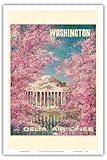 Washington DC - White House - Delta Air Lines - Vintage Airline Travel Poster by Jack Laycox c.1960s - Master Art Print (Unframed) 12in x 18in