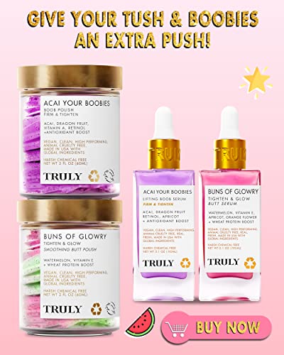 Truly Beauty Buns Of Glowry Body Polish - Exfoliating Body Scrub - Brightening Body Scrubs For Women Exfoliation, Keeps Skin Hydrated, Helps Smoothen Cellulite And Stretch Marks - 2 Oz #TOP5