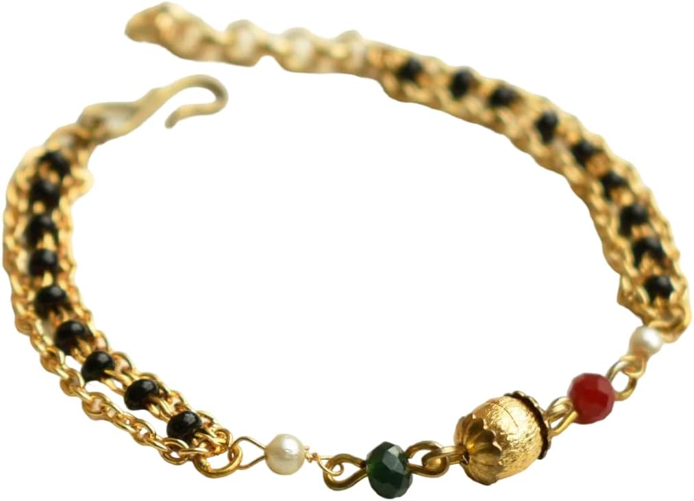 Modern Mangalsutra Bracelet with Traditional Black Beads Women Hand Bracelet Indian Handmade Fashion Jewelry Bridal Adjustable Mangalsutra