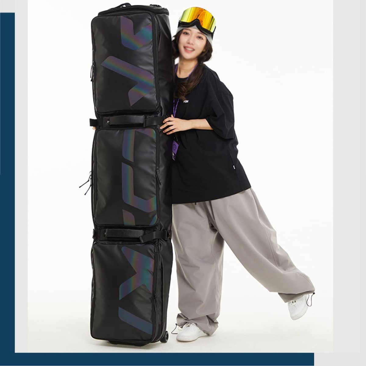 RETENA Snowboardtasche Mit Rollen, wasserdichte TPU Single/Double-Board Roller Skitasche, Reisetasche Für Snowboard Und Snowboardschuhe, Für Wintersport Air Travel