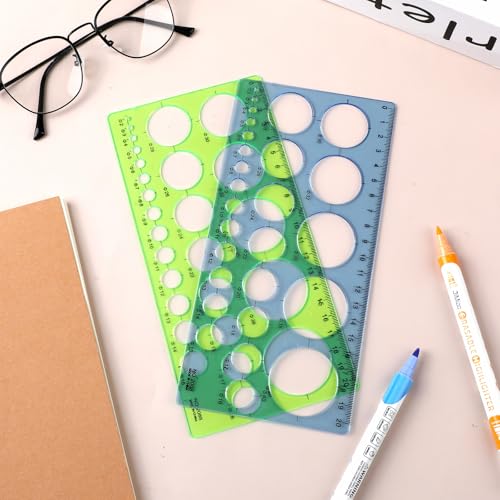 2 peças de estêncil de círculo, modelo de círculo para desenho, modelos de desenho redondo de plásti