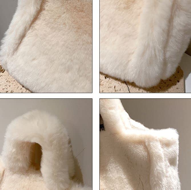 Image of Tote Bag large Shoulder Bag Fleece Faux Fur Hobo Tote Bag Handbag Retro Bag Solid Color Big Purse