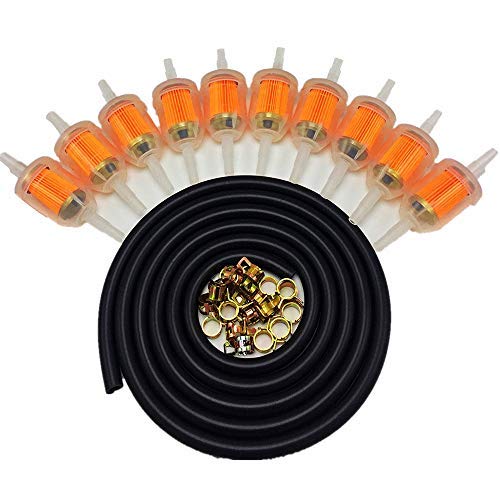 CocoMocart 10pcs 1/4 Inch X 5/16 Inch Gas Inline Fuel Filters with Magnet+5 Feet/1.5m 1/4