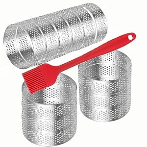 Datanya 8cm Tortenringe Edelstahl Perforiert, 12 Stück