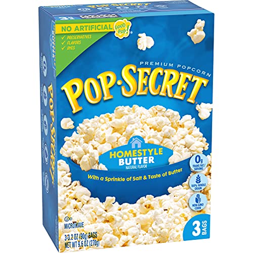 Pop Secret Microwave Popcorn, Homestyle Butter Flavor, 3.2 Oz Sharing Bags, 3 Count (Pack Of 6) #TOP3
