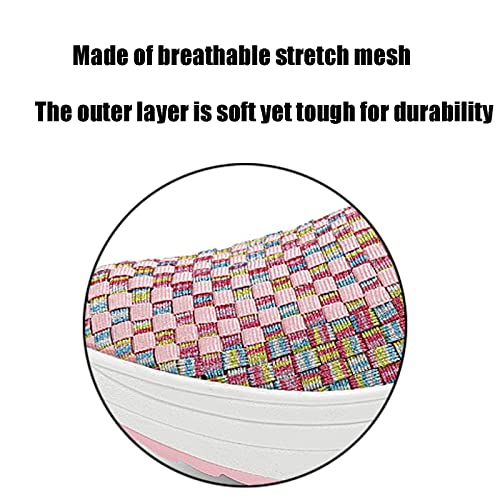 KCTRFSJ Women's Woven Air Cushion Orthopedic Sneakers,Fashion Wedge Platform Slip on Loafer Walking Shoes with Arch Support,Comfortable Casual Stretch Toning Rocker Shoes3