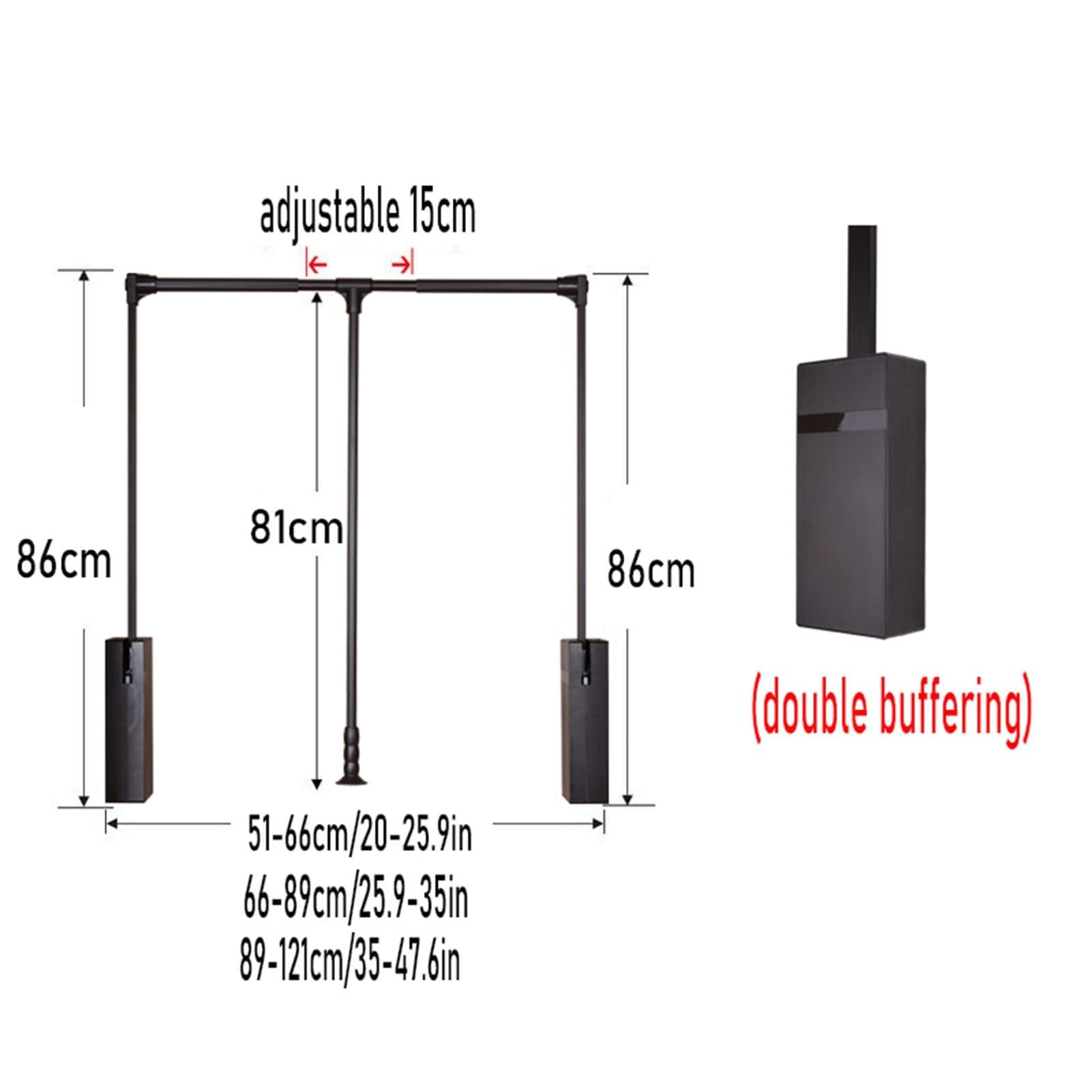 Genérico Barra Deslizante Ajustable para Armario - 51-121 cm. Barra para Colgar Ropa abatible, Barra Extensible de Retorno Suave para Ahorrar Espacio, organizar tu Armario (66-89 cm).
