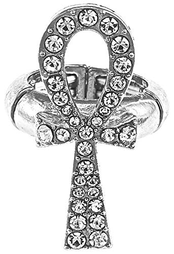 GWOOD Ankh Ring with Crystal Rhinestones and Stretch Band