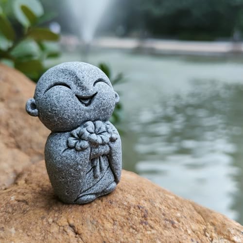 Mini estatua de monje budista japonés de piedra arenisca miniatura 3