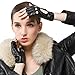 Produktbild Nappaglo Damen klassisch Halbfinger Lederhandschuhe für fahren Fingerlose Lammfell Fitness Outdoor ungefüttert Handschuhe (L (Umfang der Handfläche:19.0-20.3cm), Schwarz)