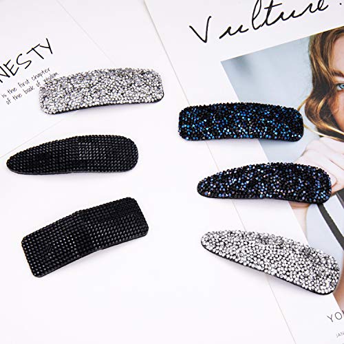 Rhinestone Hair Clips for Women and Ladies Shining Crystal Snap Clips Different Color Rhinestone Hair Pins Hair Barrettes for Party Wedding Daily Girls Hair Decorative (Black blue gray) - Image 8