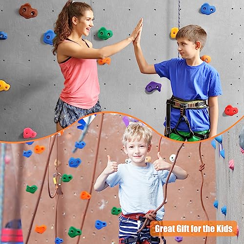 Meooeck 40 Pcs Rock Climbing Holds Set for Kids with Mounting Screws and 2 Wrenches, Mix Colored Climbing Rocks DIY Wall Grip Kits for Outdoor Indoor Playground Backyard Play Set - Thumbnail 7
