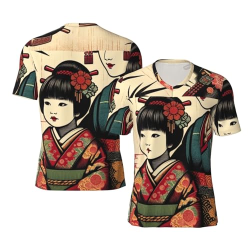 Stylish Athletic Sports Jersey Japanese-Geisha Men's Rugby Jersey 4X-Large Black