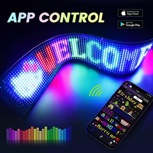 RAYHOME Scrolling Huge Bright Advertising LED Signs, Flexible USB 5V LED Store Sign Bluetooth App Control Custom Text Pattern Animation Programmable Display for Store Car Bar Hotel (27''x5'')