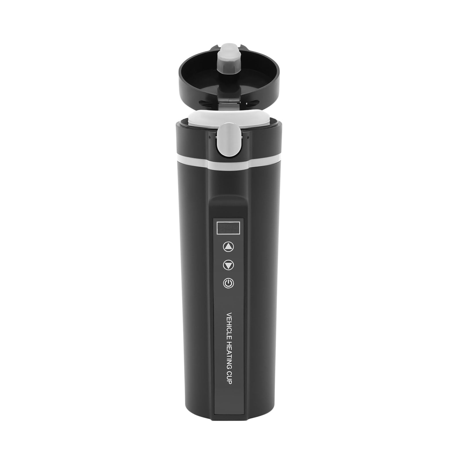 Taza de viaje eléctrica portátil, con pantalla LED, acero inoxidable 304, 450 ml, para coche de 12 V/24 V, longitud de cable de 31,49 pulgadas, para calentar y mantener caliente el agua potable, café