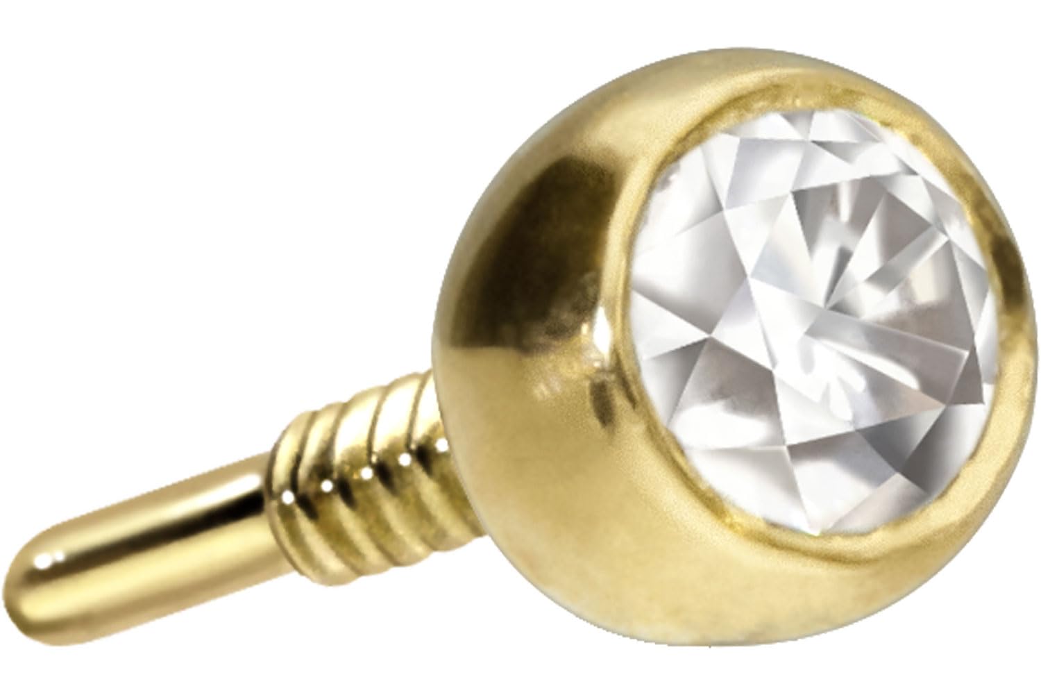 PIERCINGLINE Gold Ohr-Piercing Schraubkugel mit Gewinde OHNE Labret Stecker MOISSANIT