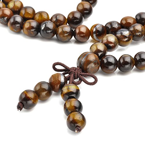 Jovivi 6Mm 108 Mala Beads Natural Tiger Eye Gemstone Beads Prayer Healing Crystal Stretch Bracelet Necklace Meditation Jewelry #TOP1