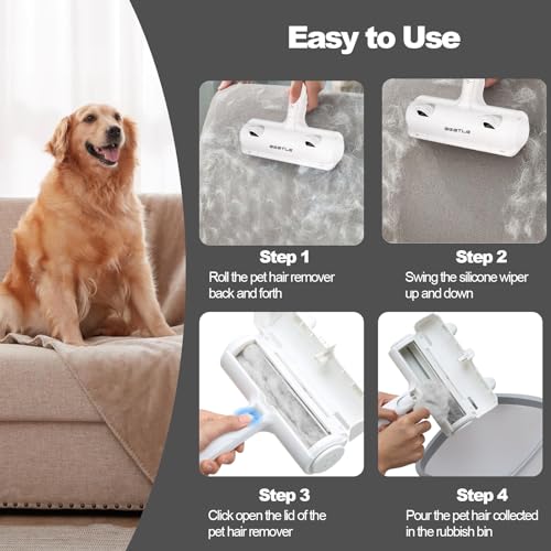 Sebtle Pet Hair Remover Roller,Reusable Animal Hair Removal Brush for Dogs and Cats,Lint Remover Easy to Clean Pet Fur from Carpet,Sofa,Bedding,Furniture and Rugs-Grey - Image 4
