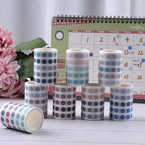 Gradient Colorful Dot Washi Stickers, NogaMoga 10000+ pcs Semi Transparent Writing Washi Tape Circle Stickers Round Stickers, 7mm Width Small Washi Tape Dots for Planners, Bullet Journals, Notes