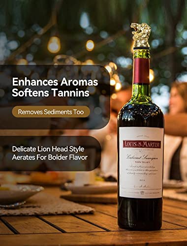 Anvy Lunda DJQ-LION GOLD Head Wine Aerator Pourer Spout, Olive Oil Liquor Bottle Pourers Wine Decanter thumb #1