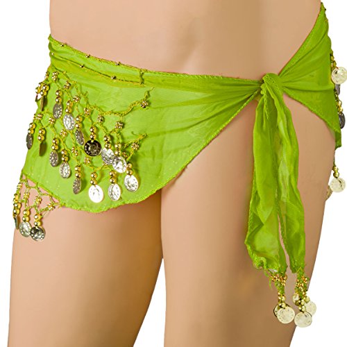 Preisvergleich Produktbild Bauchtanzschal Hüfttuch aus 1001 Nacht mit Goldenen Klimpermünzen