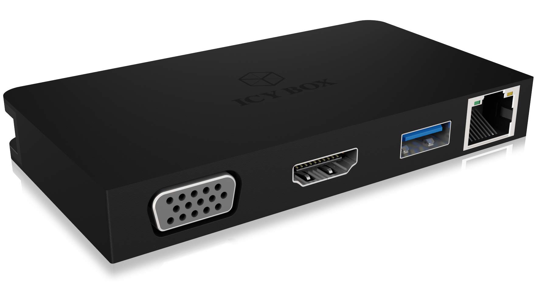 ICY BOX 3-Way USB-C Adapter with 4K HDMI, USB 3.0 Black 5 Ports