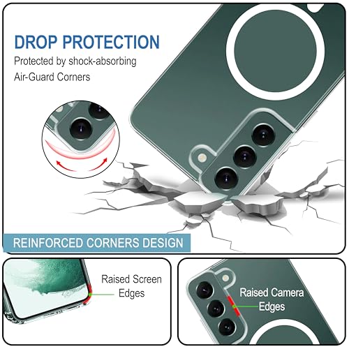 Image of CEDO Cover for Samsung Galaxy S22 +Plus (5G) | Compatible with MagSafe Wireless Charging | Designed with Magnetic Lock Shockproof Phone Bumper Transparent Back Case Cover (Transparent)