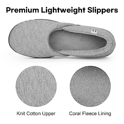 Longbay Women’s Cotton Jersey Slippers Comfy Breathable Memory Foam House Shoes (Medium / 7-8, Gray) #TOP2