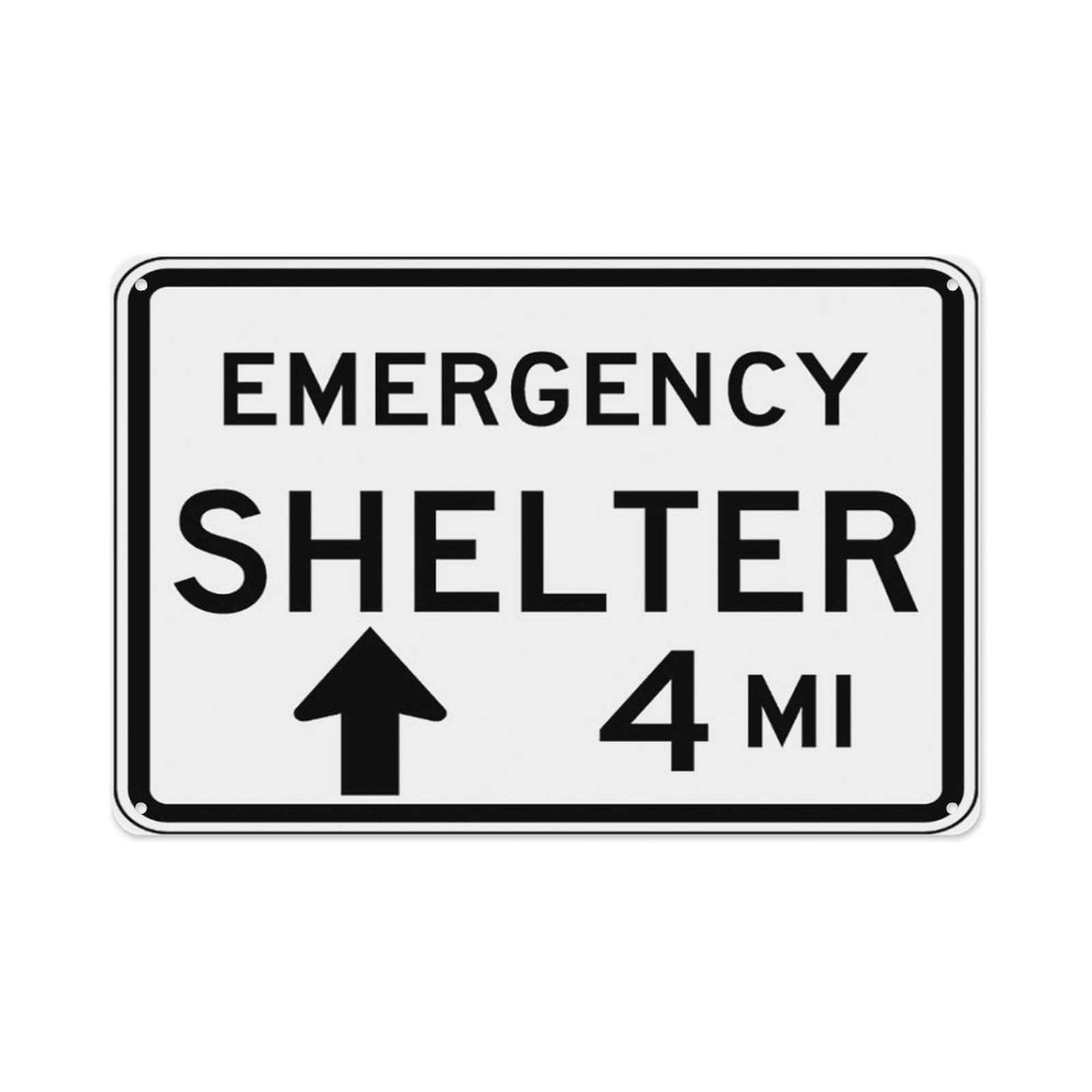 peiyeety Emergency Shelter (Upward Arrow) Sign Aluminum Tin Warning Signs For Home Outdoor Garden 12X16 Inches