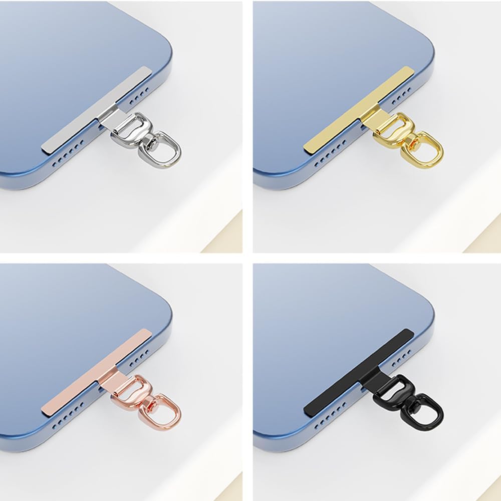 4 PCS Phone Tether Tab & Lanyard Tab, 360° Rotatable Ultra-Thin Metal Phone Tether Tab