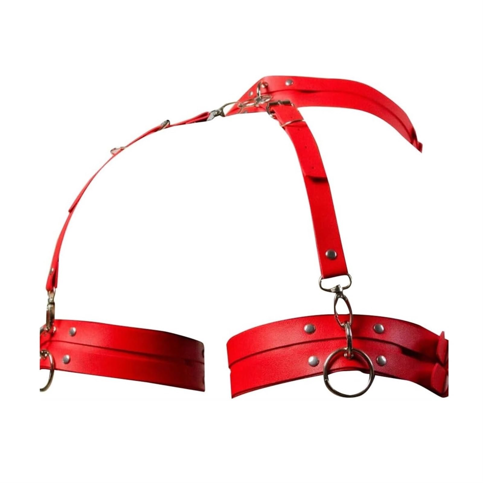 Bijoux De Corps Goth en Cuir et Chaînes Rouge pour Silhouette Sublimée